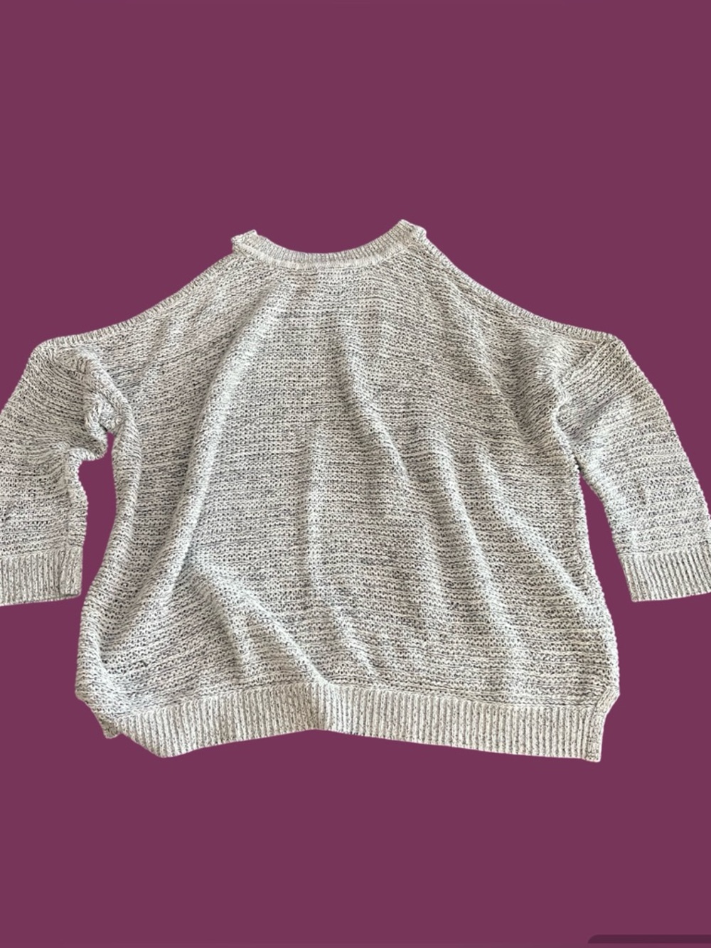 Express Off-the-Shoulder Heather Gray Knit Sweater
